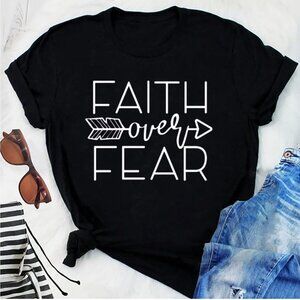 Faith Over Fear Christian Inspirational Minimal Quote T-Shirt